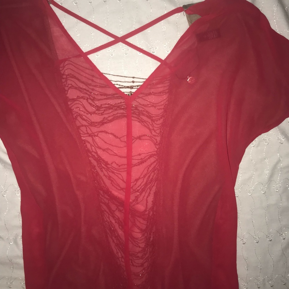 Open Back Shirt - Beaded Back